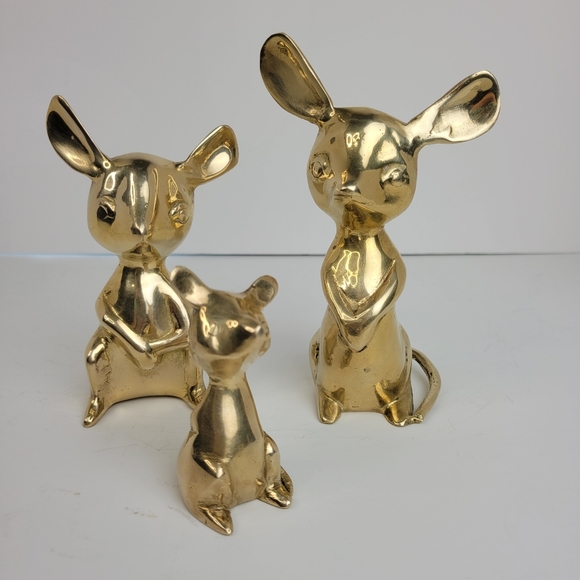 Vintage Brass Mouse Family